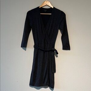 Banana Republic Factory Charcoal Long Sleeve Wrap Dress Size XXS Petite